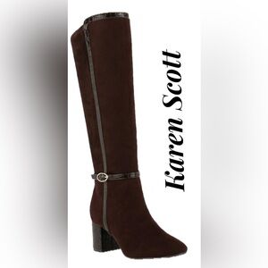 KAREN SCOTT ISALEE Women’s Almond Toe Block Heel Zip-Up Dress Boots Size 5-1/2M.